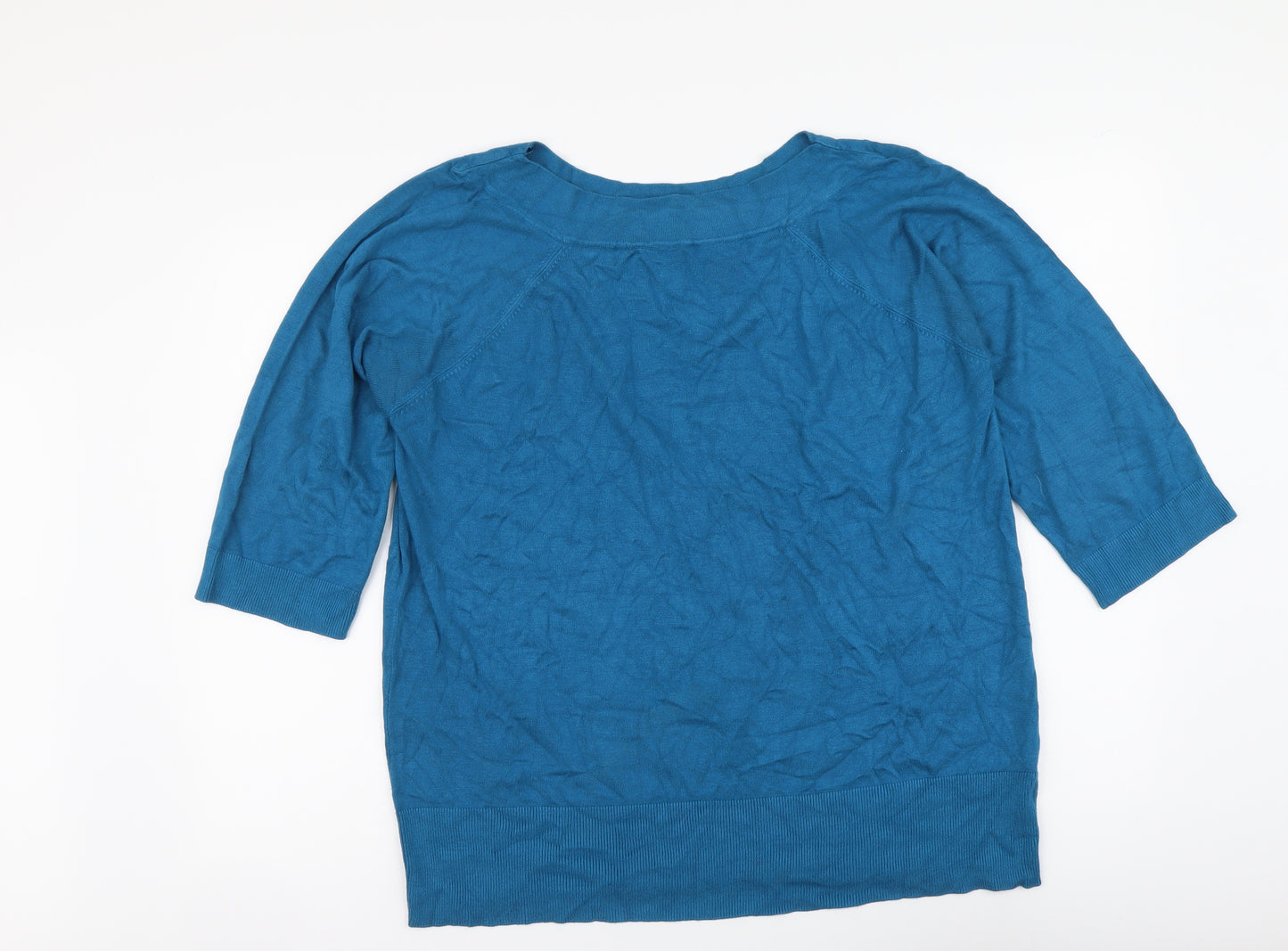 F&F Womens Blue Boat Neck Viscose Pullover Jumper Size 22