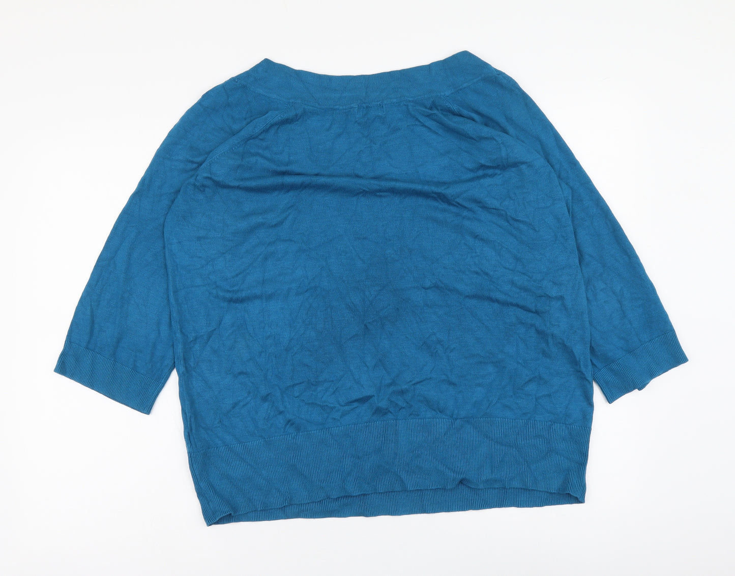 F&F Womens Blue Boat Neck Viscose Pullover Jumper Size 22