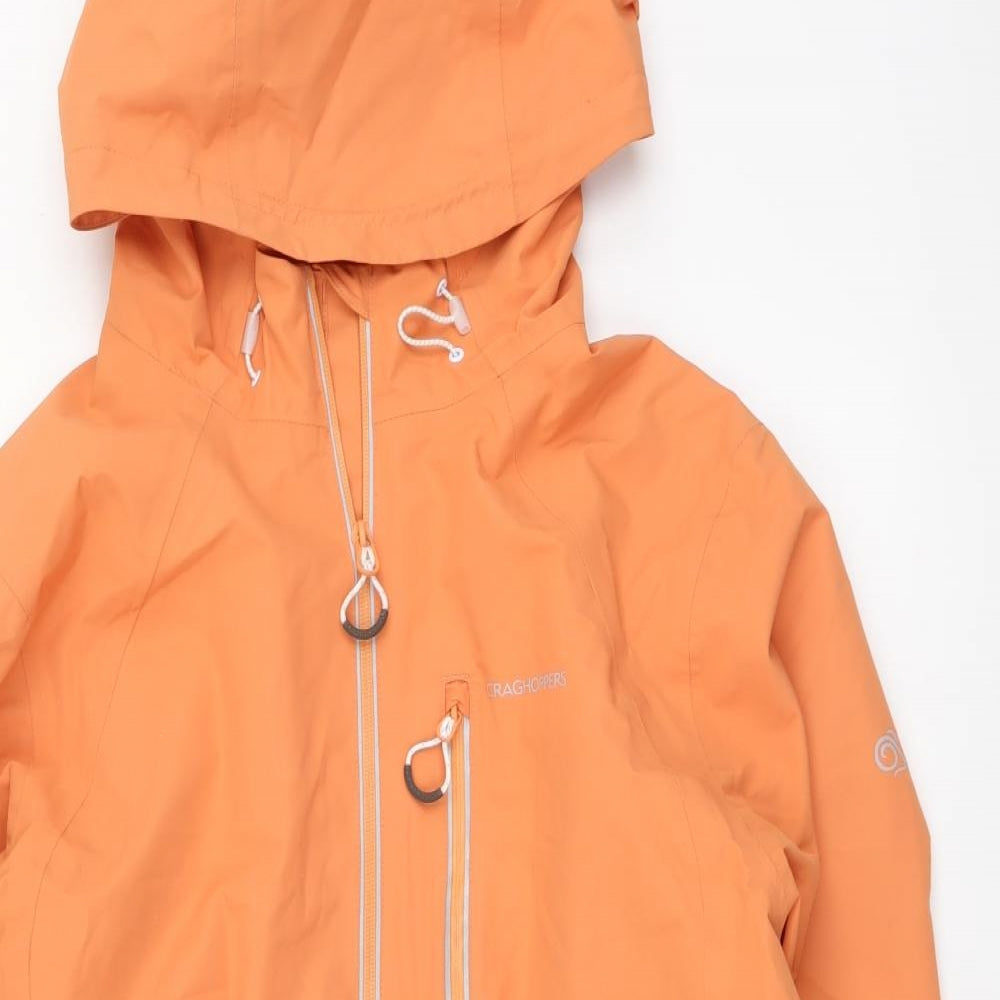 Craghoppers Womens Orange Rain Coat Coat Size 14 Zip