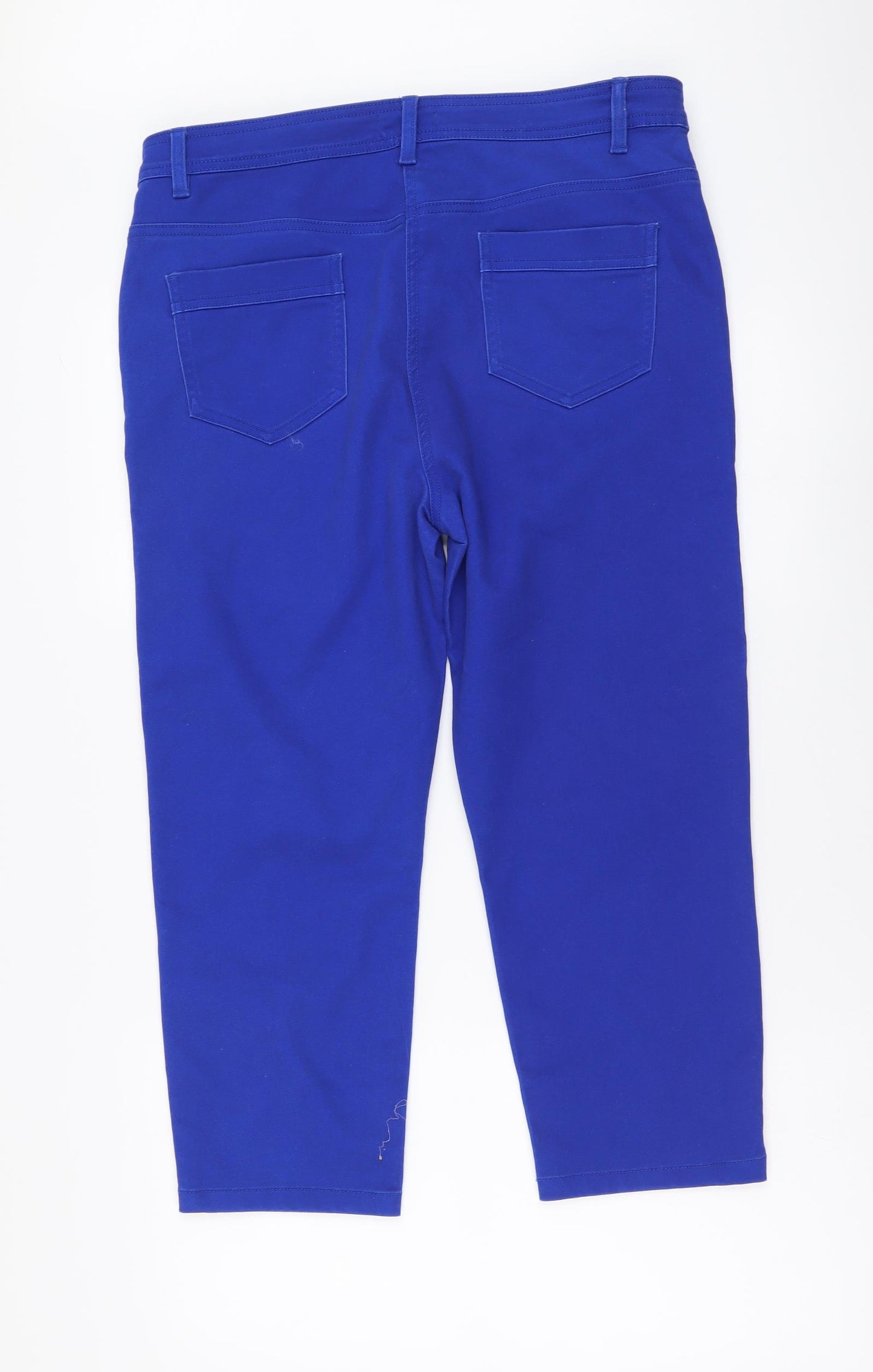 Soon Womens Blue Cotton Cropped Trousers Size 14 L23 in Regular Button