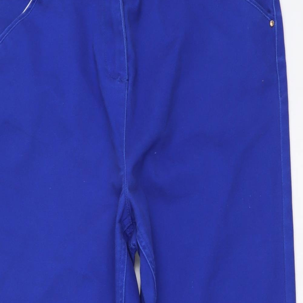 Soon Womens Blue Cotton Cropped Trousers Size 14 L23 in Regular Button