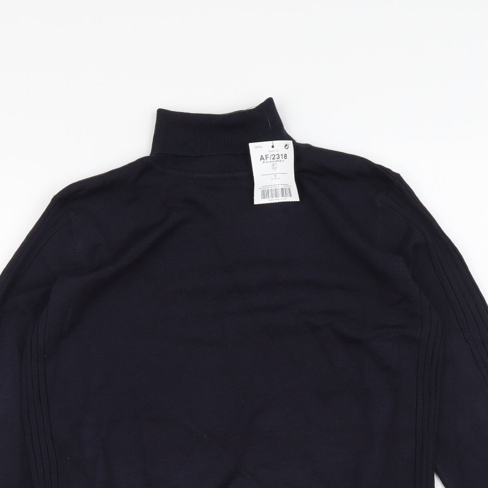 NEXT Womens Blue Roll Neck Viscose Pullover Jumper Size 12