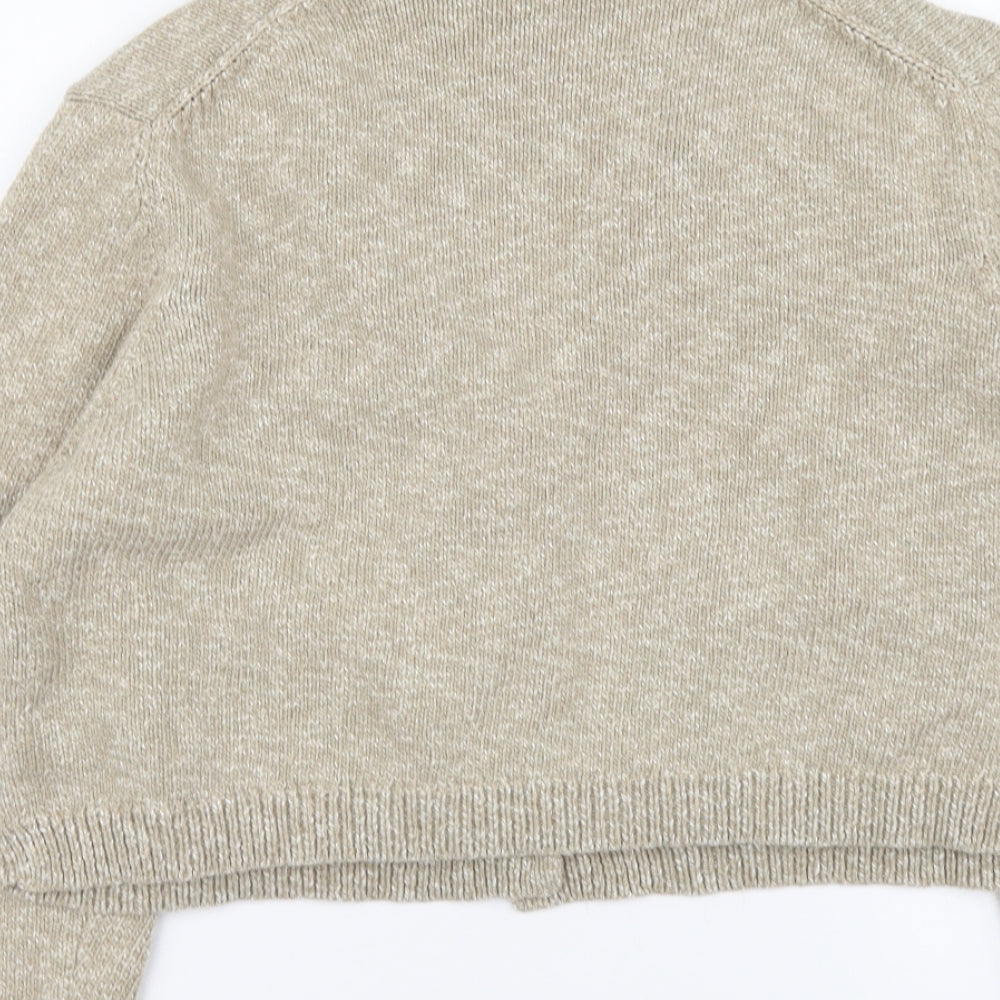 Zara Womens Beige V-Neck Polyester Cardigan Jumper Size M