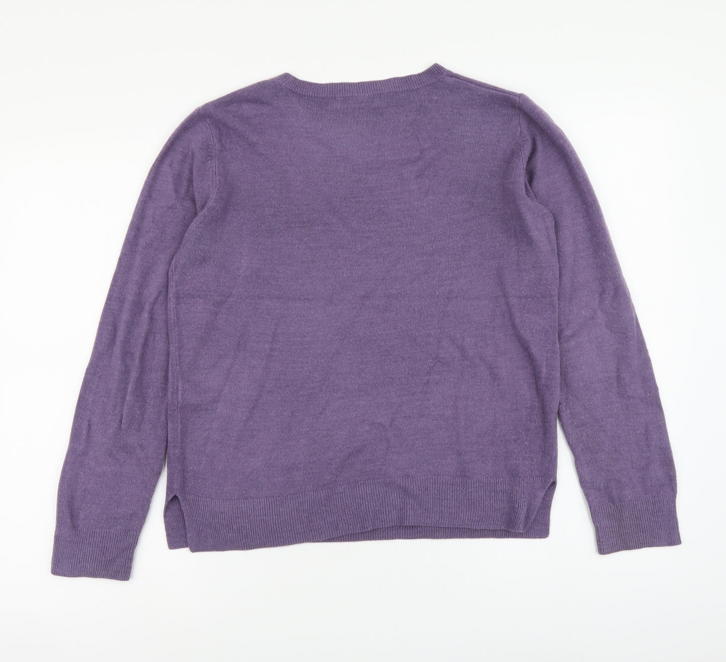 Marks and Spencer Womens Purple Round Neck Acrylic Pullover Jumper Size 12