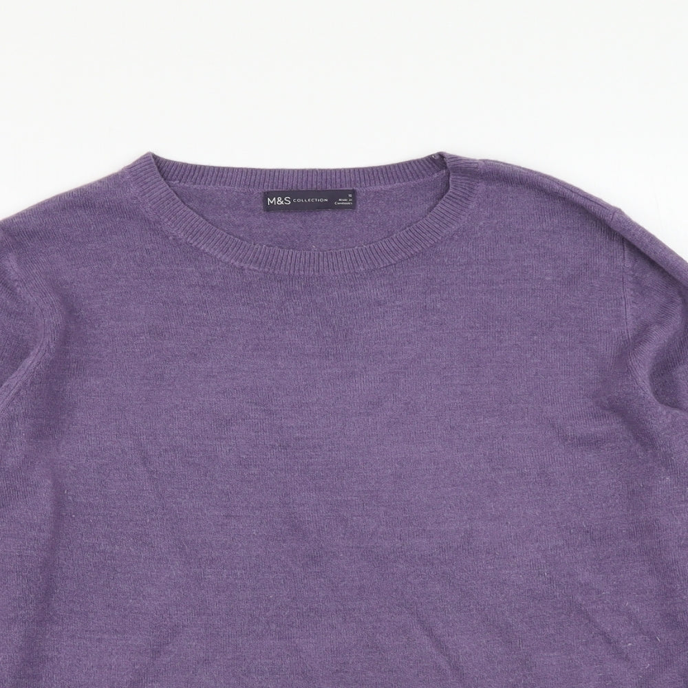 Marks and Spencer Womens Purple Round Neck Acrylic Pullover Jumper Size 12