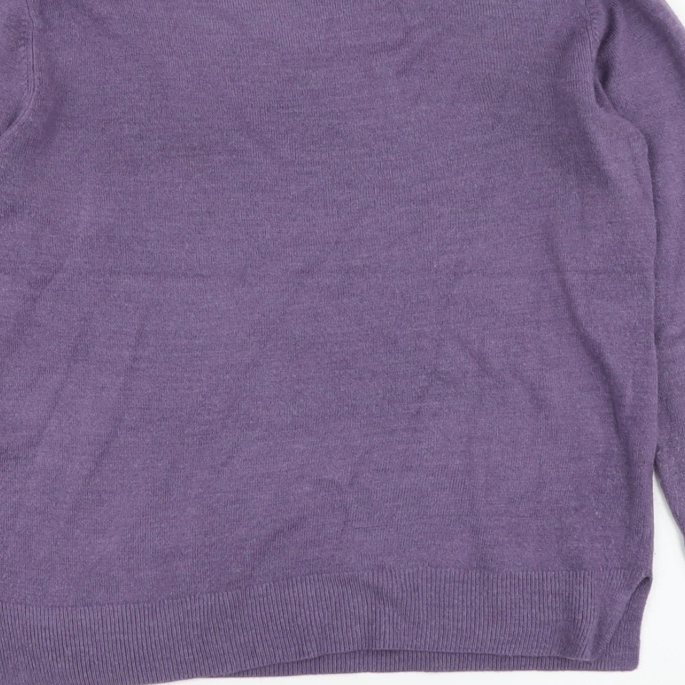Marks and Spencer Womens Purple Round Neck Acrylic Pullover Jumper Size 12