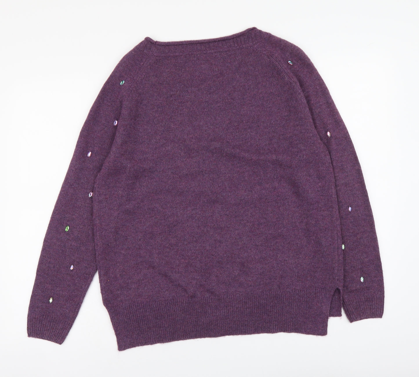 Papaya Womens Purple Round Neck Acrylic Pullover Jumper Size 14