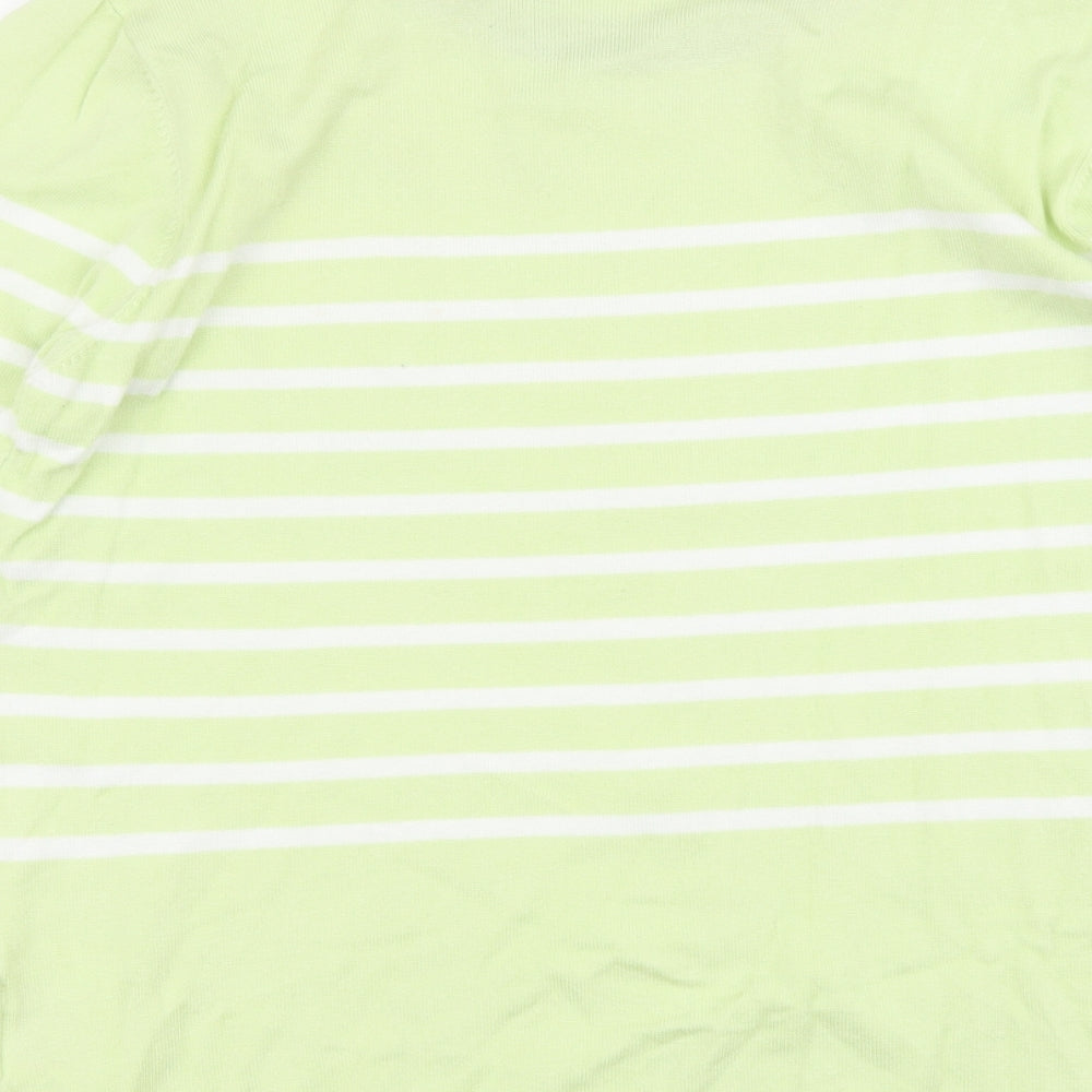 Paramour Womens Green Round Neck Striped Viscose Pullover Jumper Size L