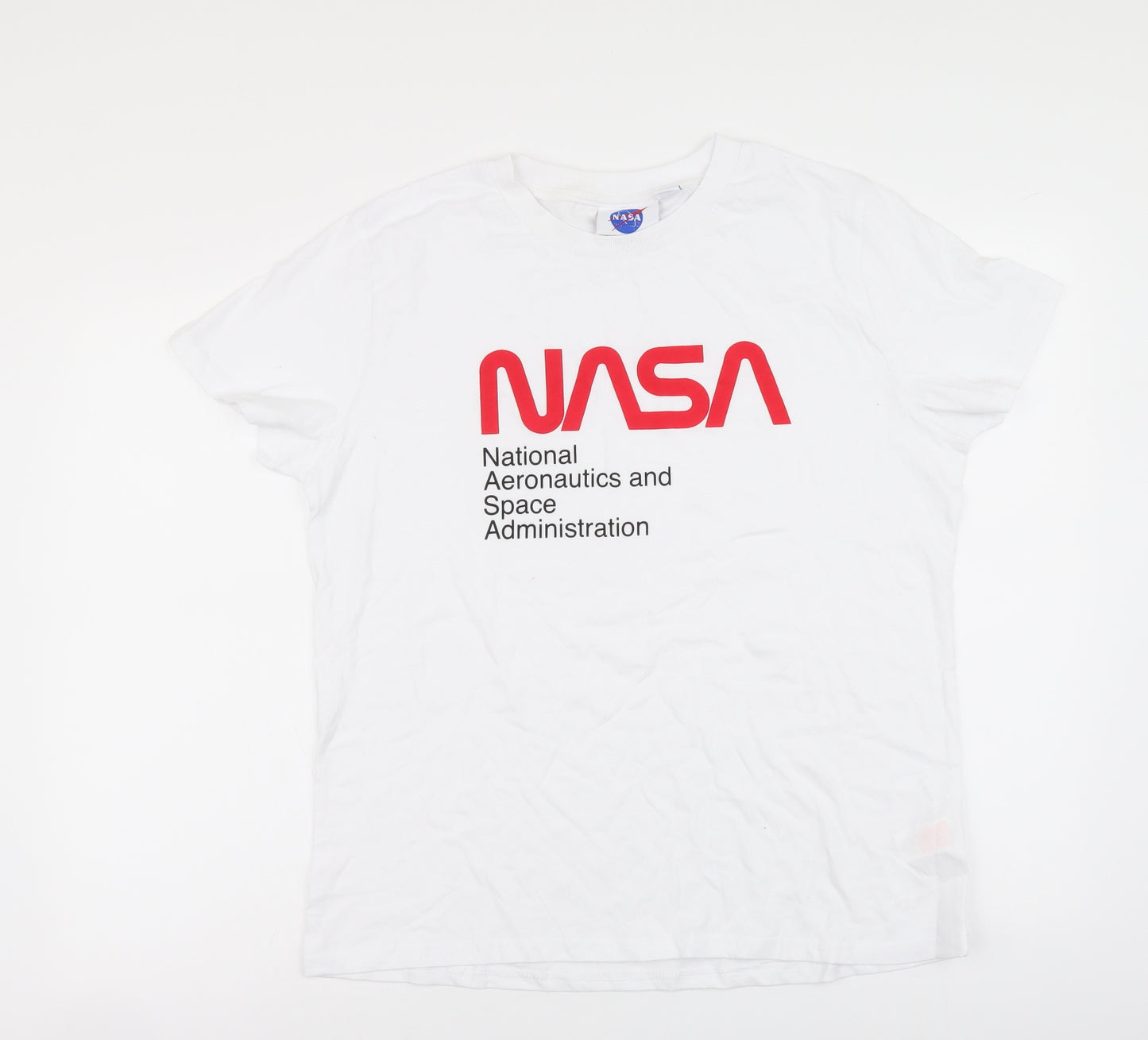 Primark Mens White Cotton T-Shirt Size M Round Neck - NASA