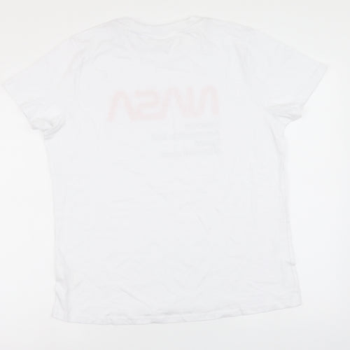 Primark Mens White Cotton T-Shirt Size M Round Neck - NASA