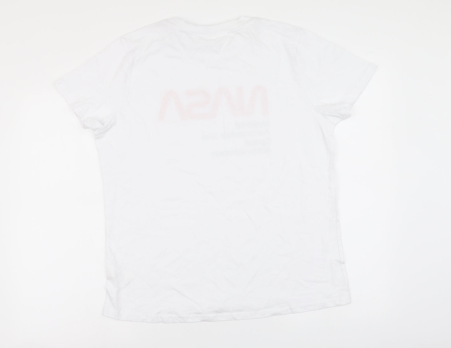 Primark Mens White Cotton T-Shirt Size M Round Neck - NASA