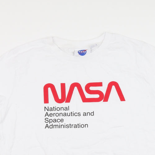 Primark Mens White Cotton T-Shirt Size M Round Neck - NASA