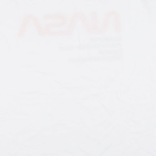 Primark Mens White Cotton T-Shirt Size M Round Neck - NASA