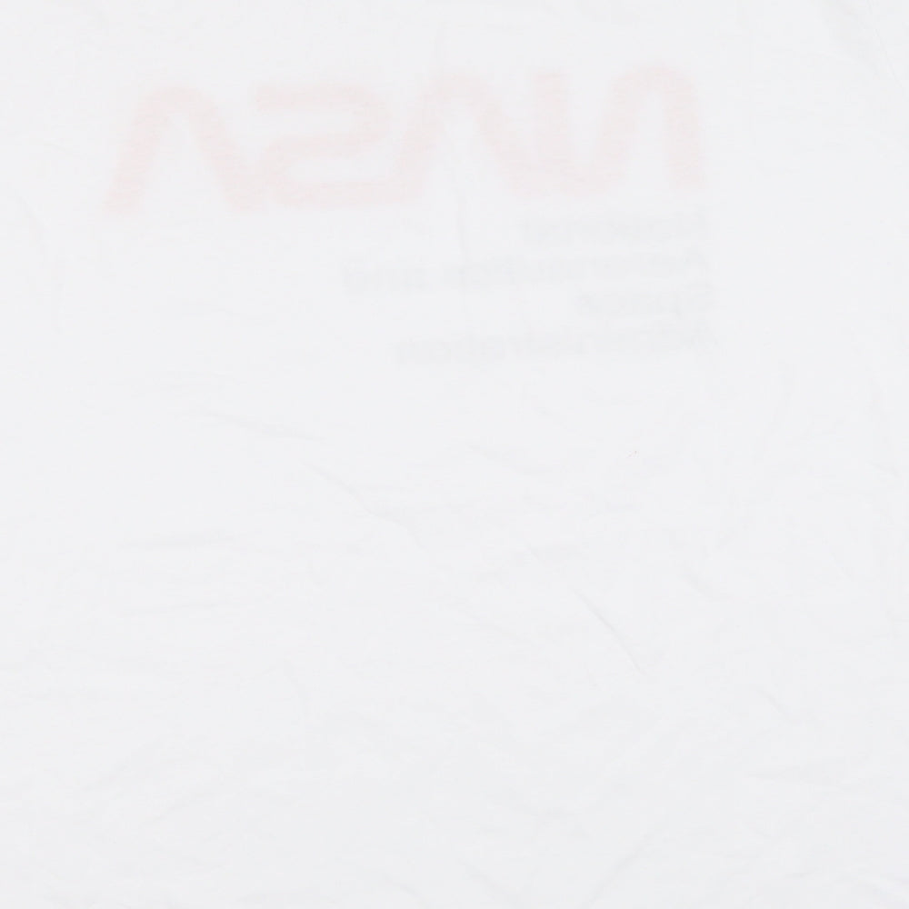 Primark Mens White Cotton T-Shirt Size M Round Neck - NASA
