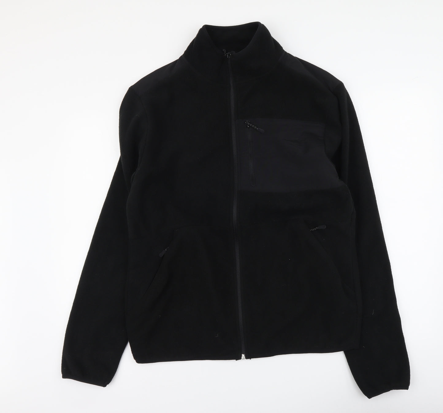 Workout Mens Black Polyester Full Zip Hoodie Size M