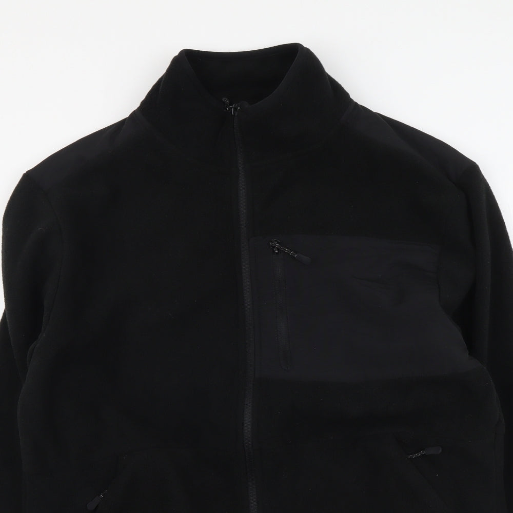 Workout Mens Black Polyester Full Zip Hoodie Size M