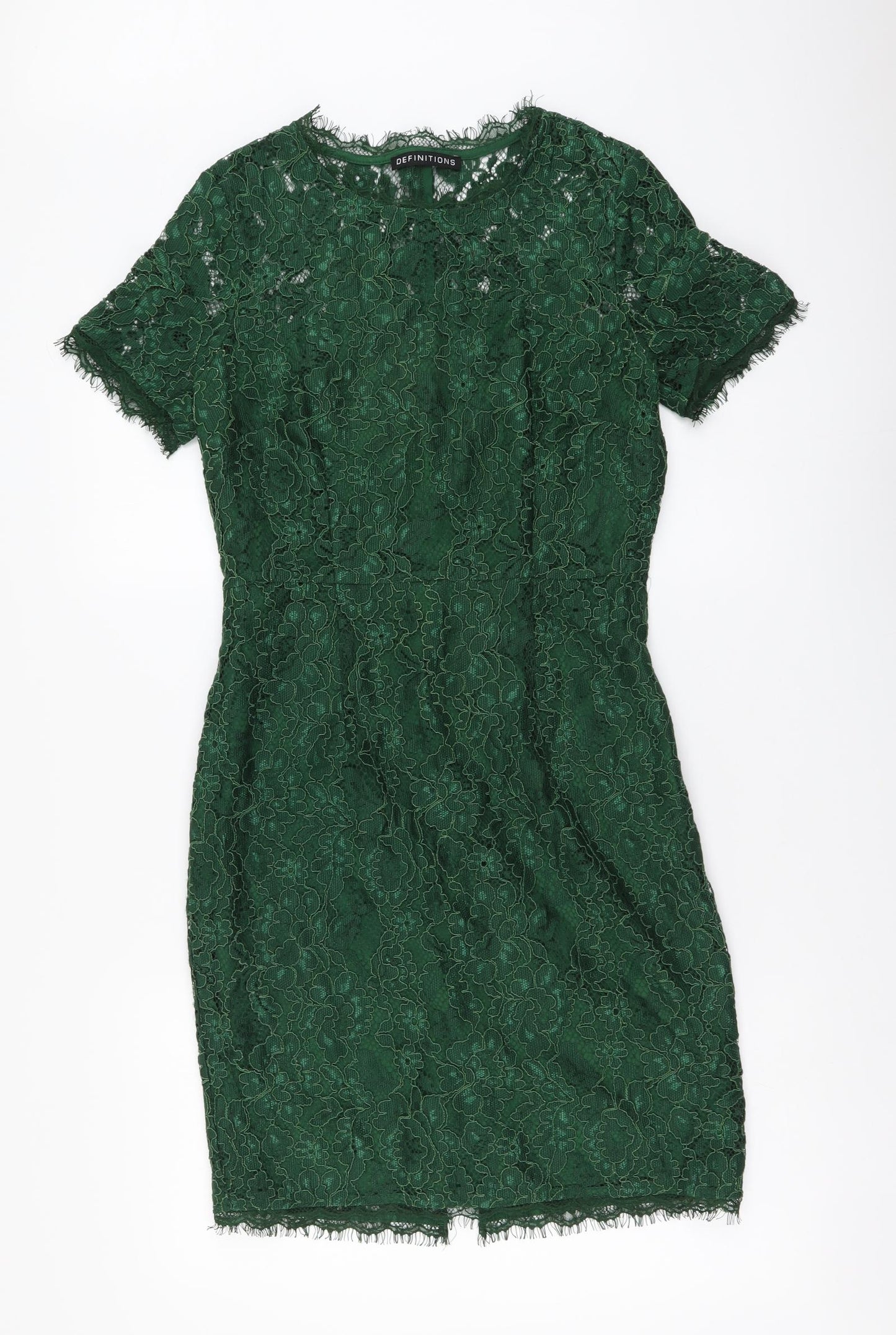 Definitions Womens Green Polyamide Bodycon Size 10 Round Neck Zip