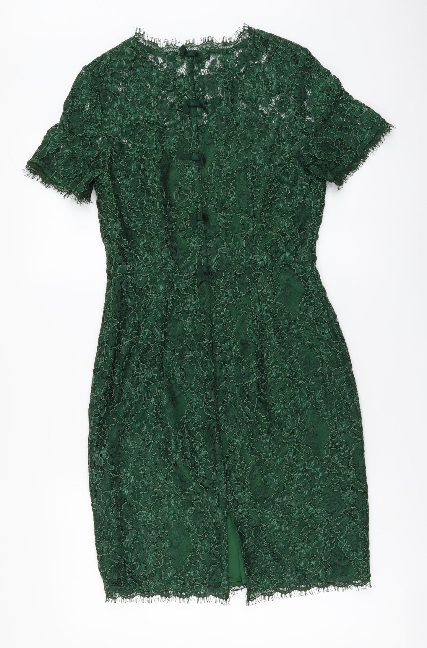 Definitions Womens Green Polyamide Bodycon Size 10 Round Neck Zip