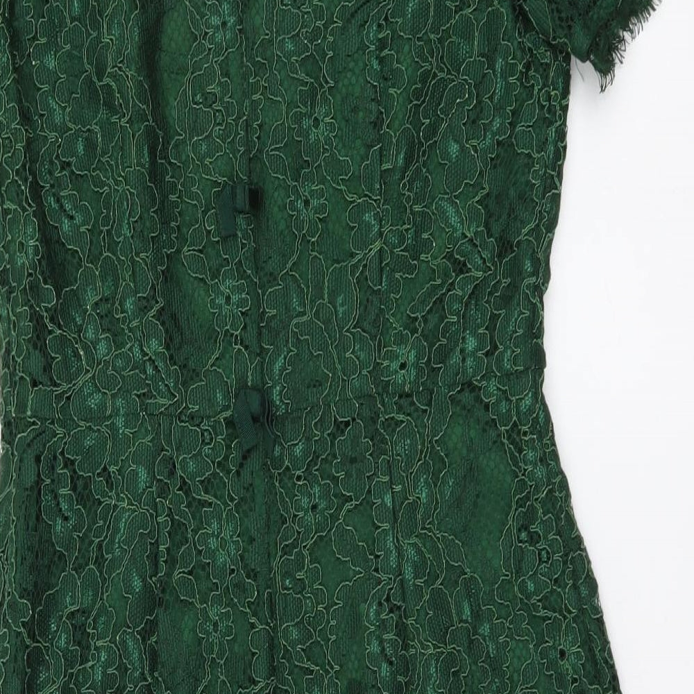 Definitions Womens Green Polyamide Bodycon Size 10 Round Neck Zip