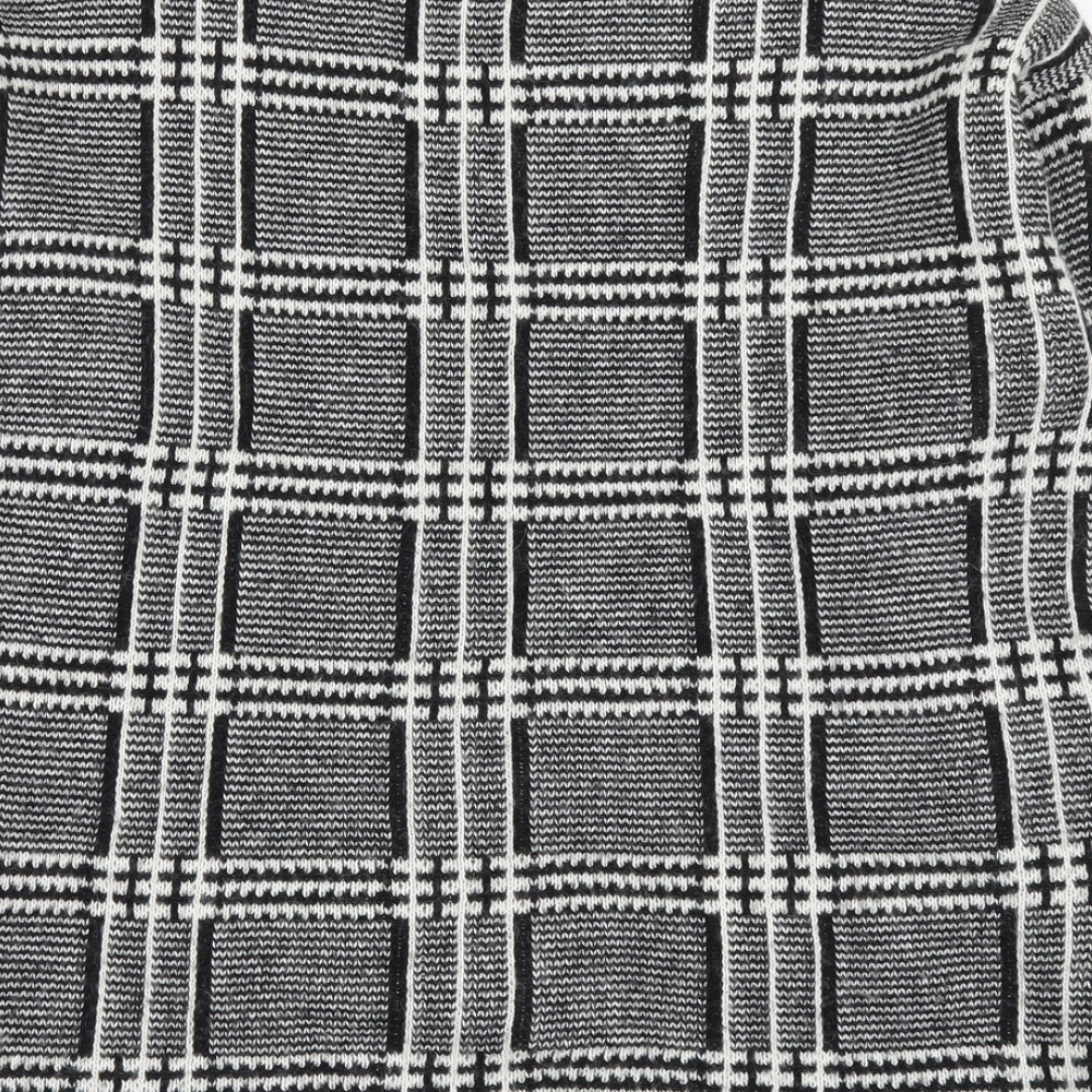 Marks and Spencer Womens Black Round Neck Plaid Acrylic Pullover Jumper Size 12