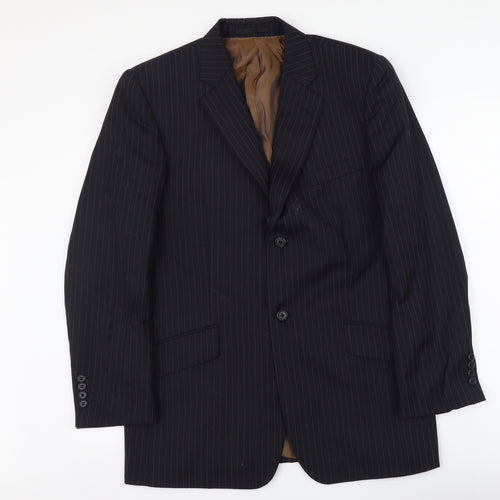 Brook Taverner Mens Blue Striped Polyester Jacket Suit Jacket Size M