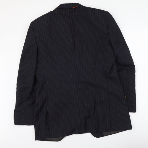 Brook Taverner Mens Blue Striped Polyester Jacket Suit Jacket Size M