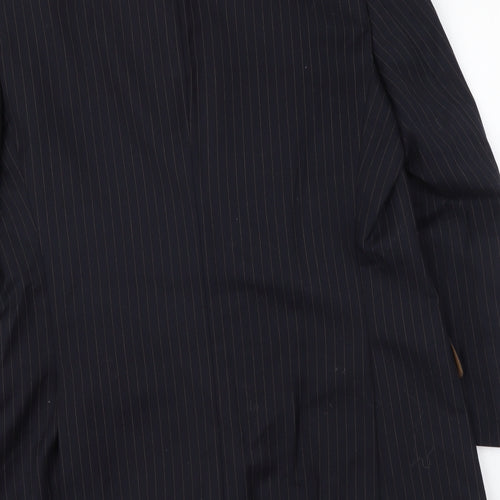 Brook Taverner Mens Blue Striped Polyester Jacket Suit Jacket Size M