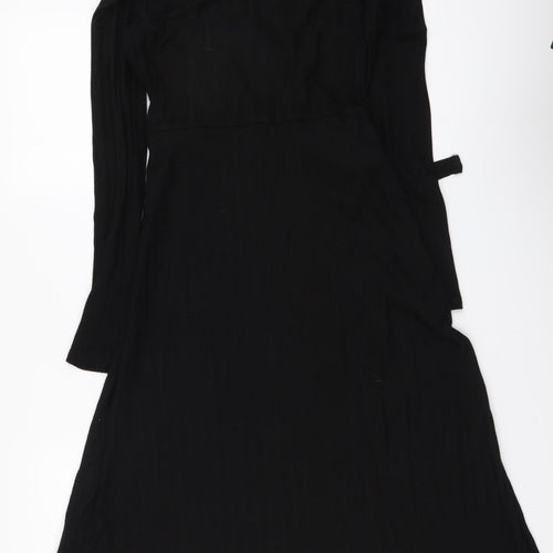 F&F Womens Black Viscose A-Line Size 6 V-Neck Pullover