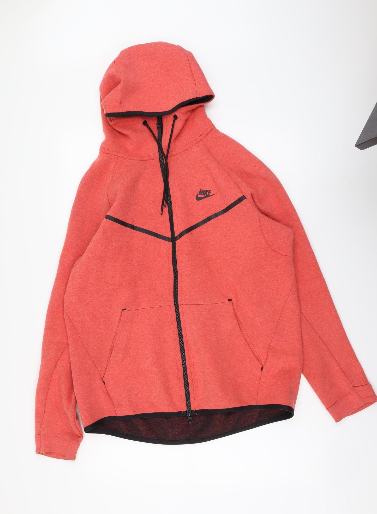 Nike Womens Orange Polyester Full Zip Hoodie Size L Zip