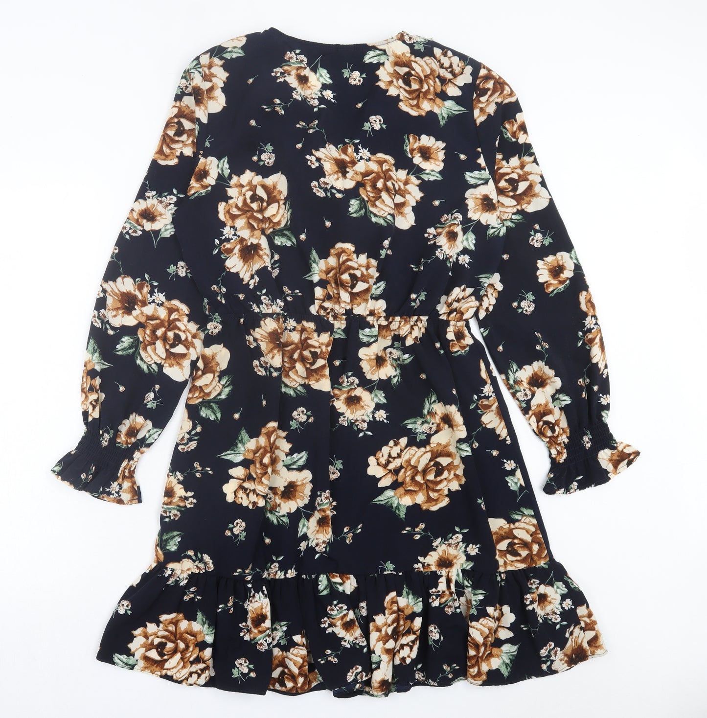 Body Flirt Womens Blue Floral Polyester A-Line Size 16 V-Neck Pullover