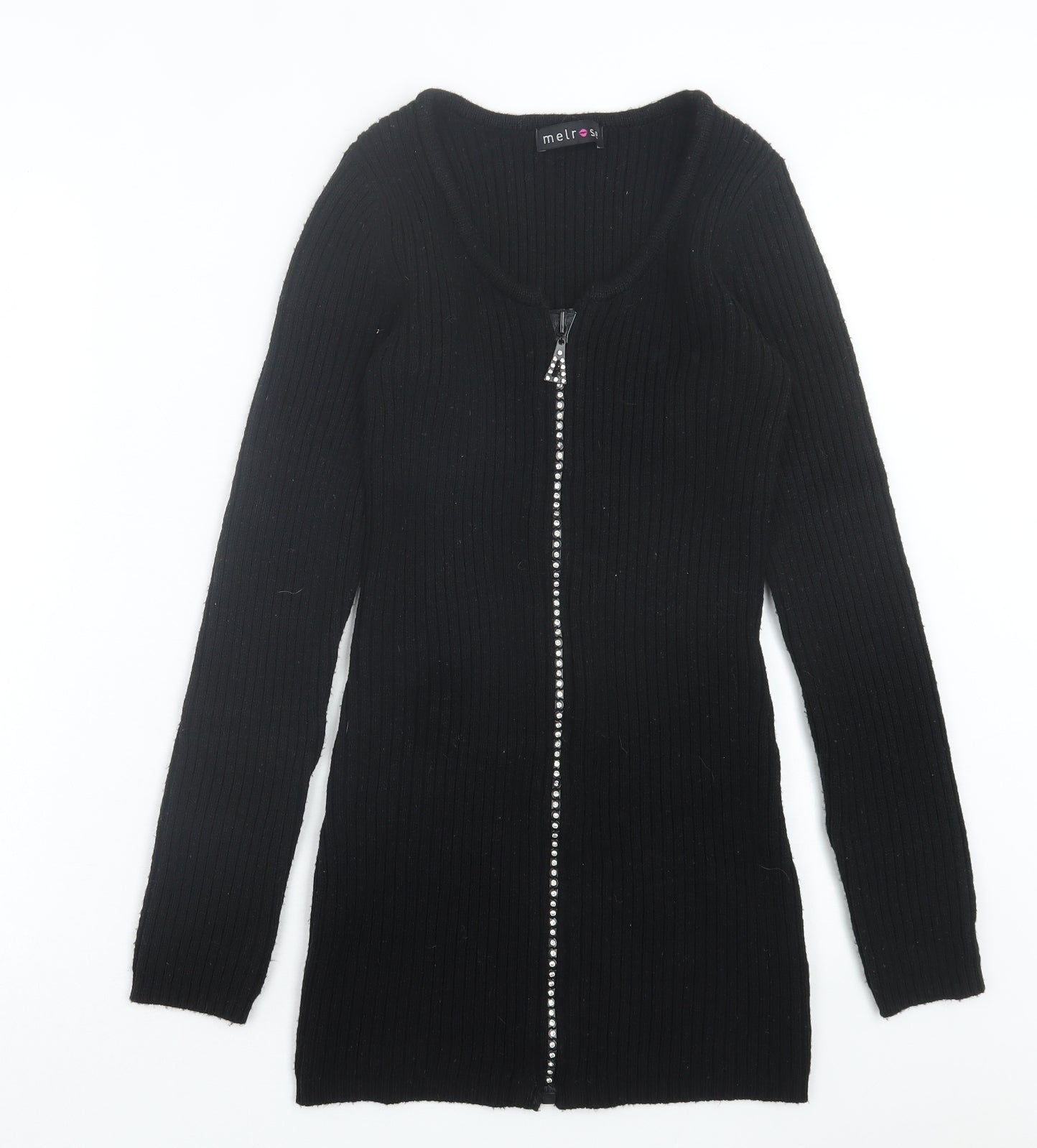 Melrose Womens Black V-Neck Acrylic Cardigan Jumper Size 10