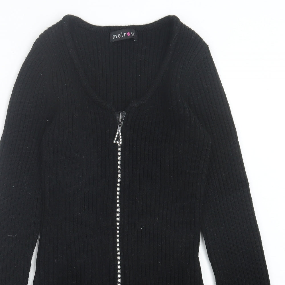 Melrose Womens Black V-Neck Acrylic Cardigan Jumper Size 10