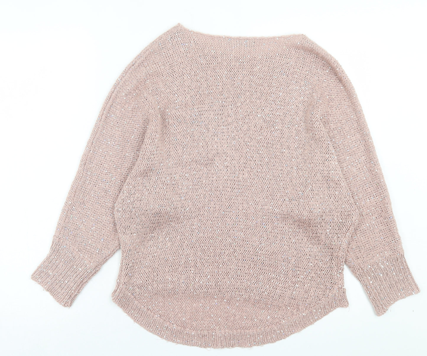 Select Womens Pink Boat Neck Acrylic Pullover Jumper Size 12 - Pocket Detail