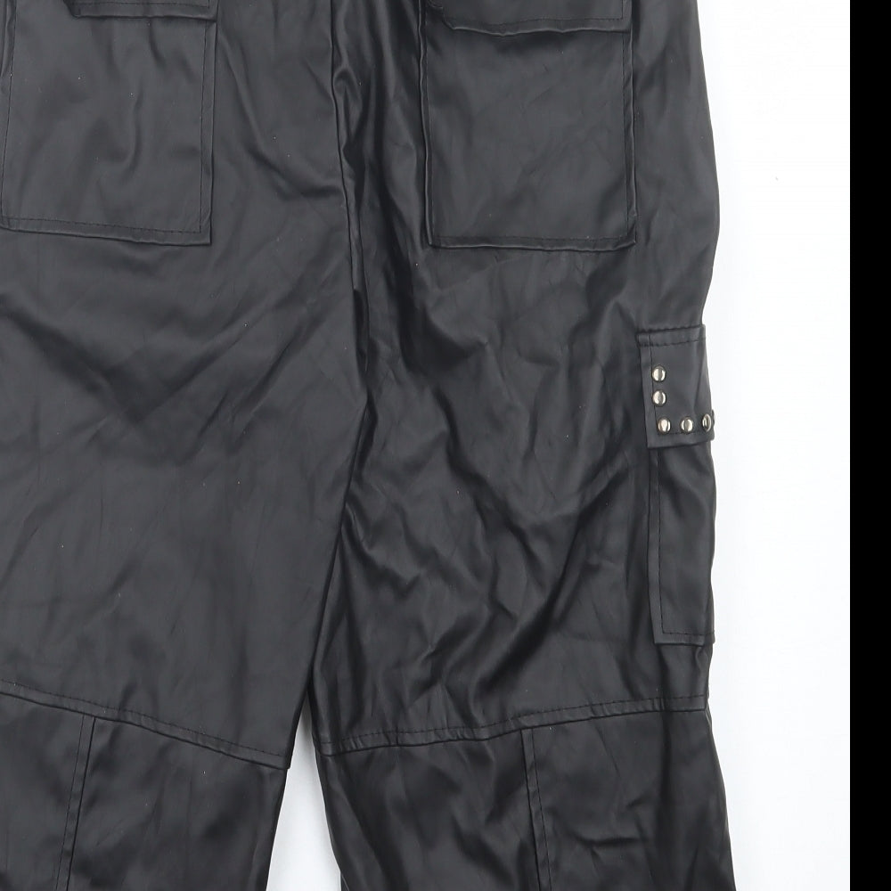 Hell Bunny Womens Black Polyester Cropped Trousers Size S L20 in Regular Button