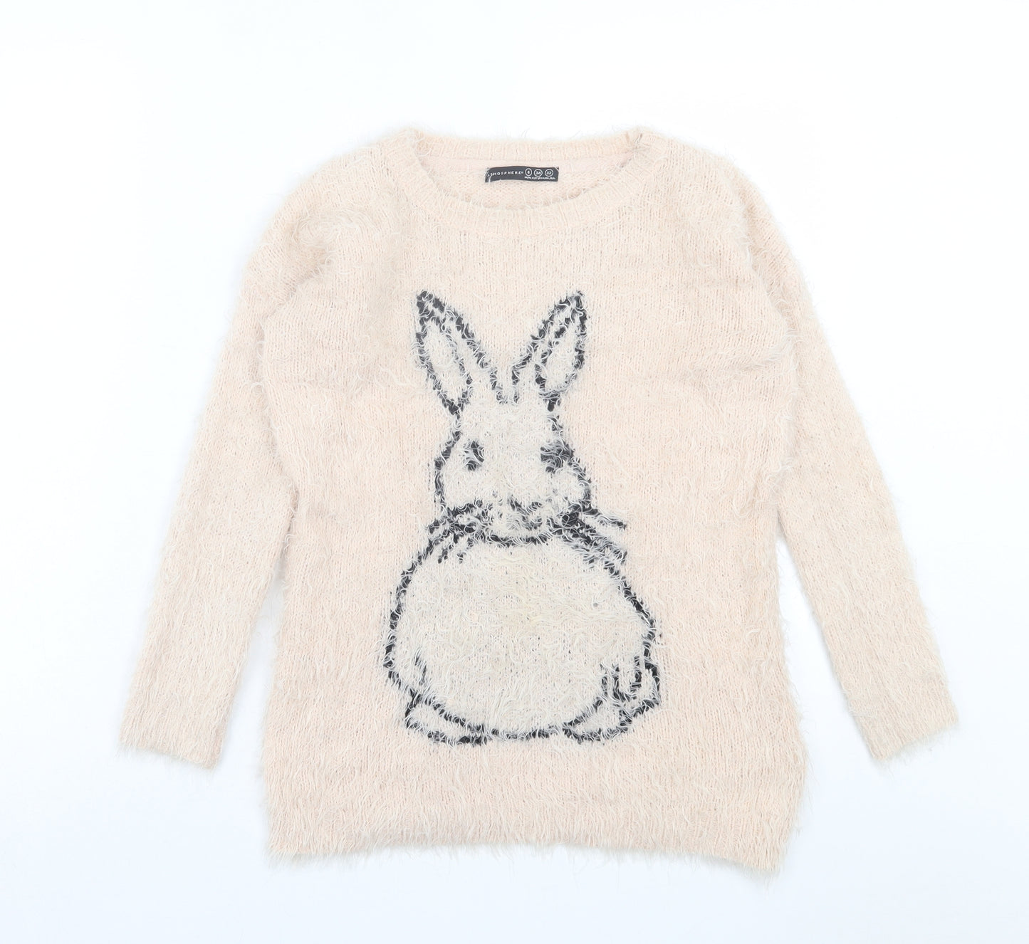 Atmosphere Womens Pink Crew Neck Nylon Pullover Jumper Size 6 - Rabbit