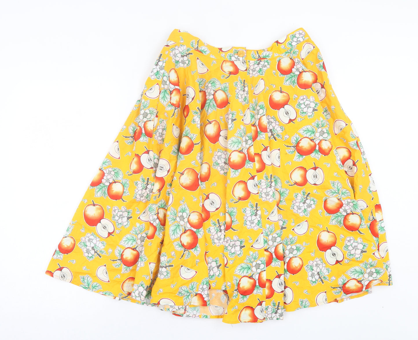 Hell Bunny Womens Yellow Geometric Cotton A-Line Skirt Size M Zip