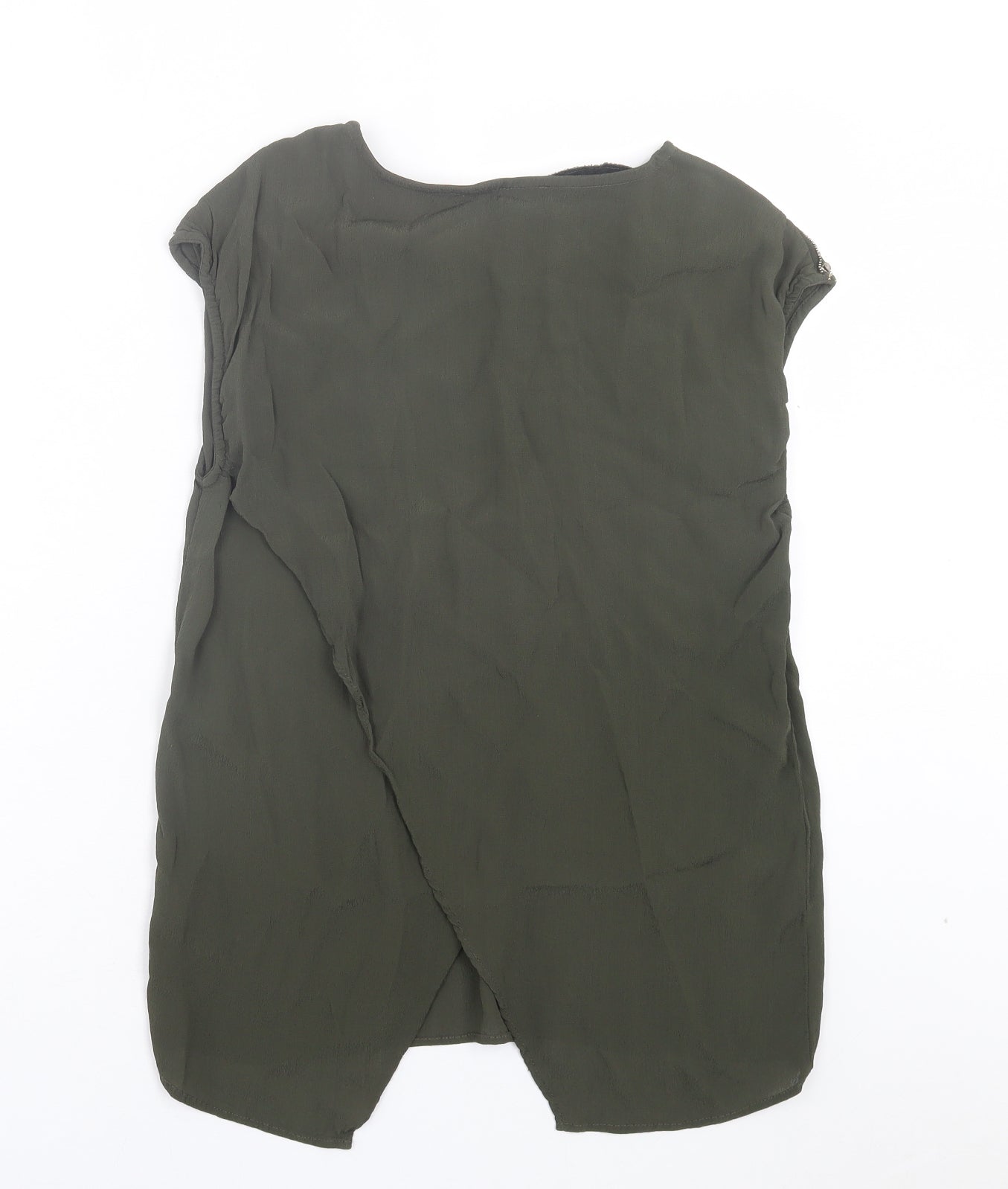 Oasis Womens Green Viscose Basic T-Shirt Size 10 Boat Neck