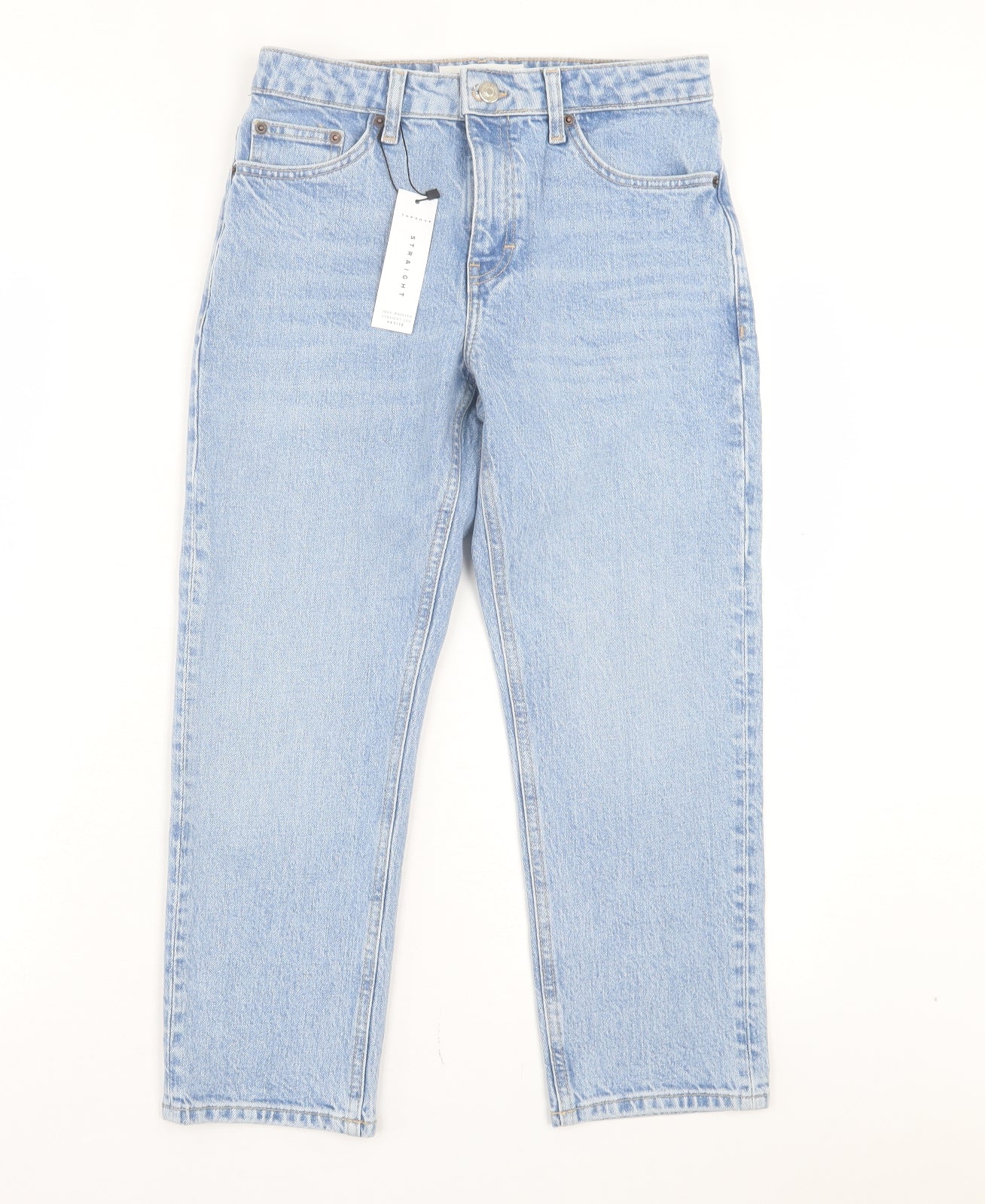 Topshop Womens Blue Cotton Straight Jeans Size 26 in L28 in Regular Button
