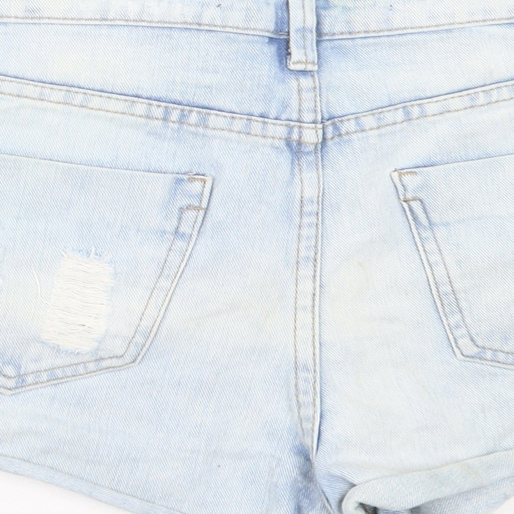 New Look Womens Blue Cotton Hot Pants Shorts Size 10 Regular Button - Distressed Shorts