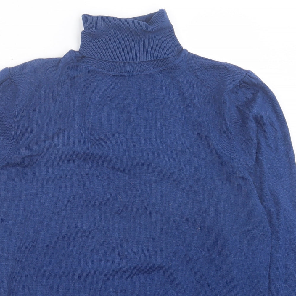 Papaya Womens Blue Roll Neck Viscose Pullover Jumper Size 18