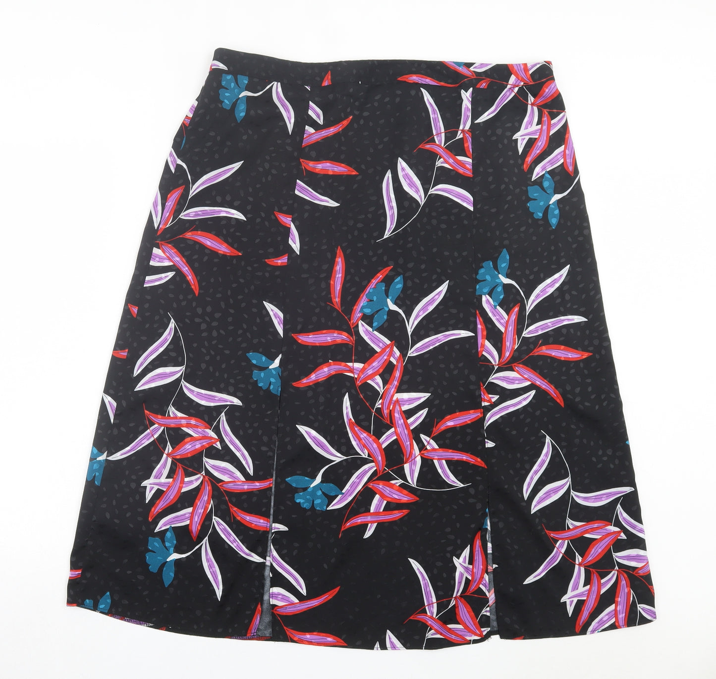 George Womens Black Floral Polyester A-Line Skirt Size 18