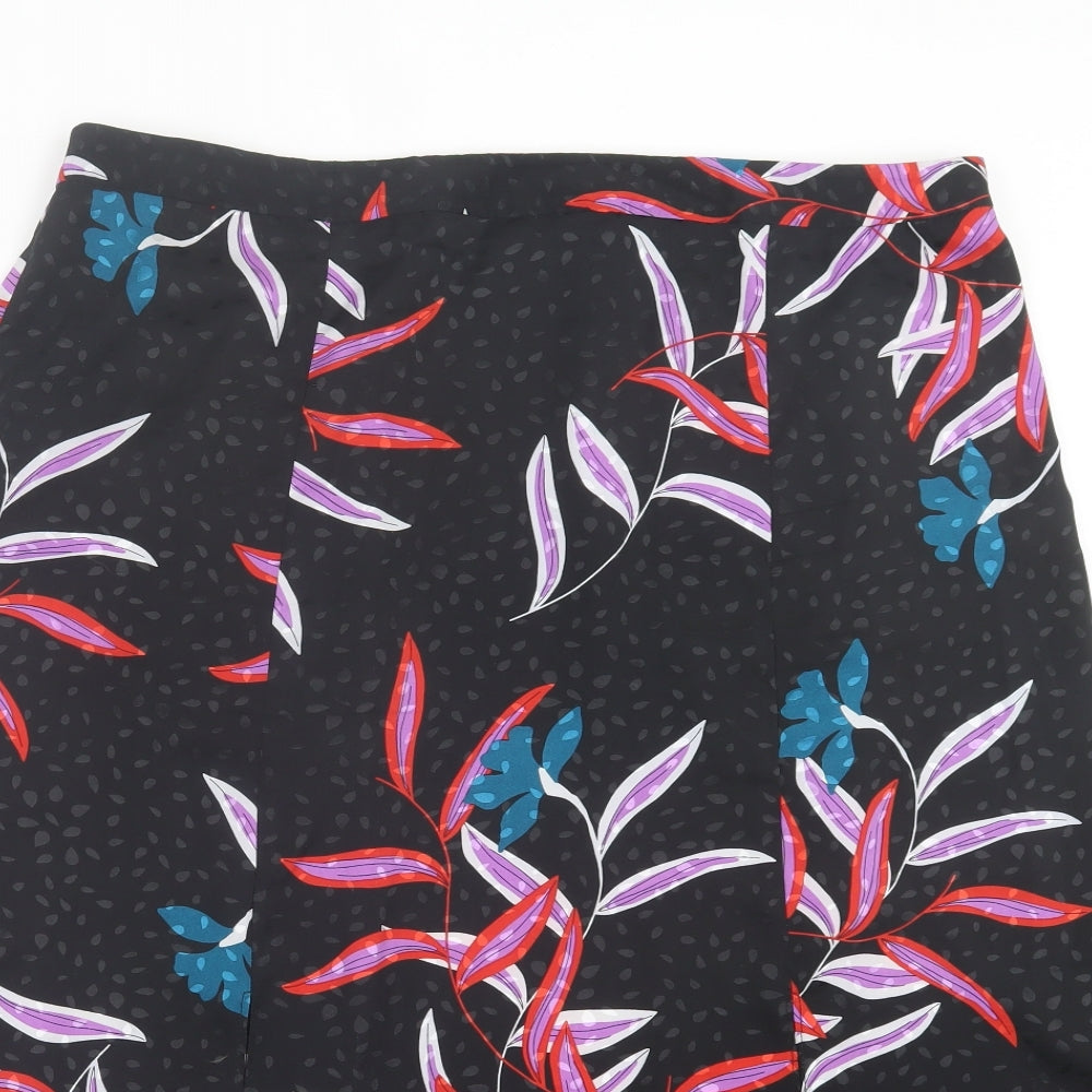 George Womens Black Floral Polyester A-Line Skirt Size 18