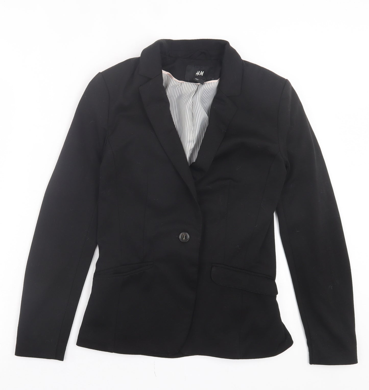 H&M Womens Black Jacket Blazer Size 10 Button