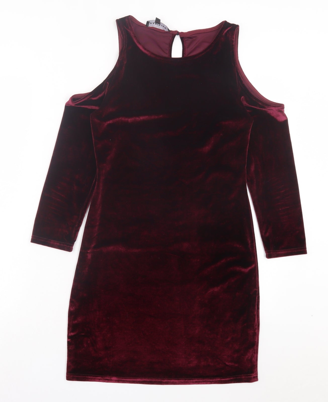 PARISIAN Womens Red Polyester Bodycon Size 10 Crew Neck Button - Cold Shoulder