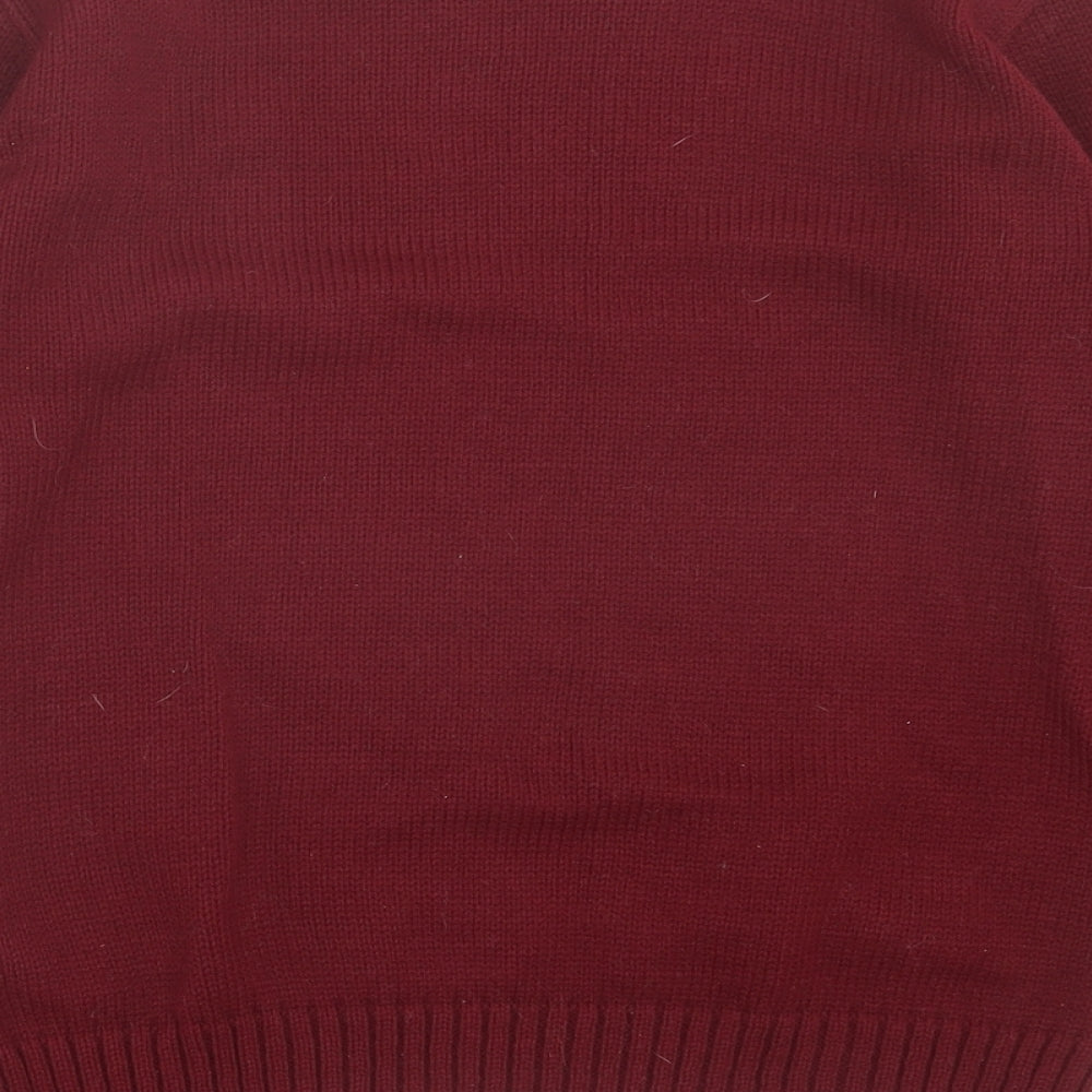 Boohoo Womens Red Crew Neck Acrylic Pullover Jumper Size S - I Believe In Santa & Unicorns