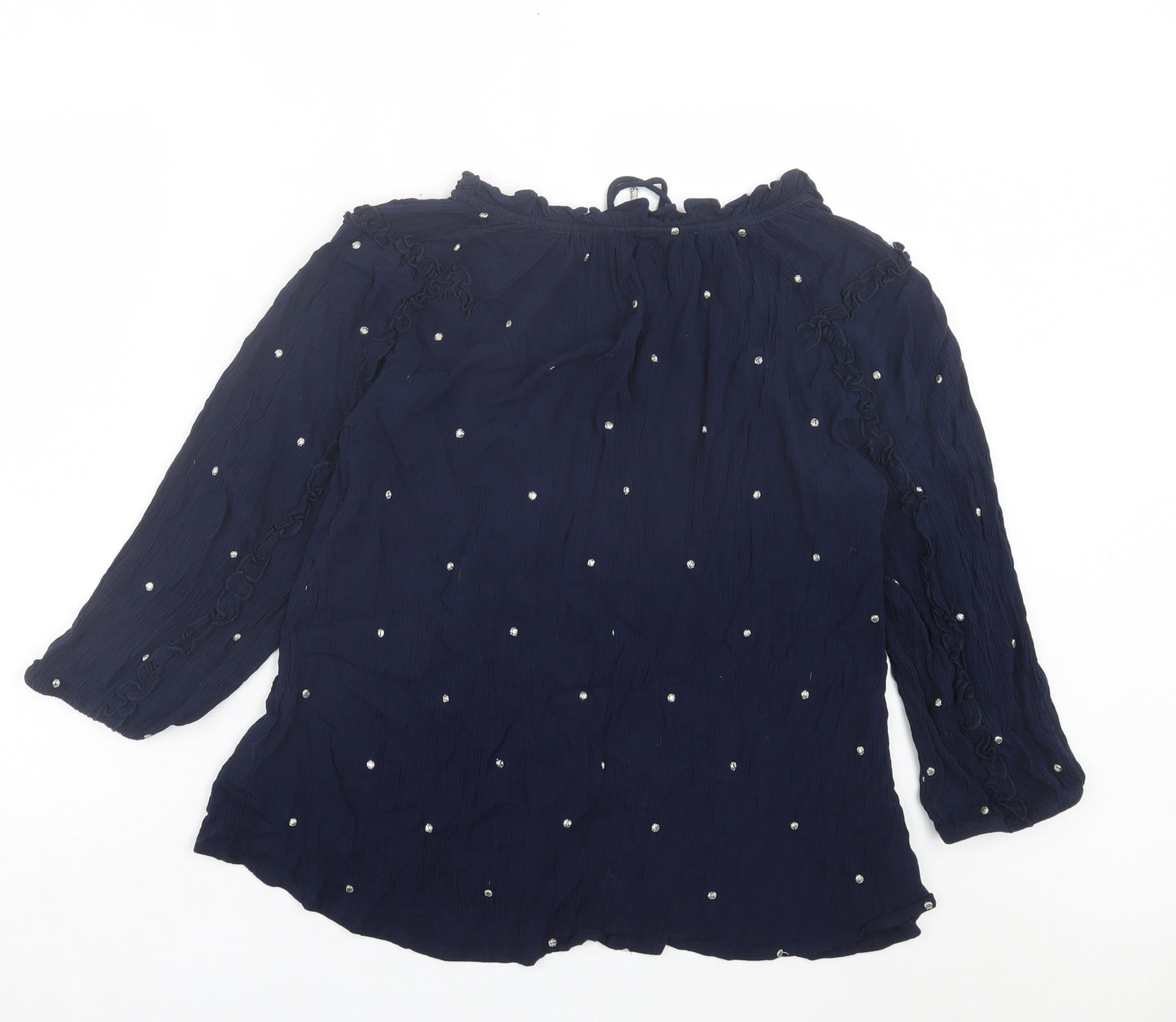 Monsoon Womens Blue Polka Dot Viscose Basic Blouse Size M Boat Neck