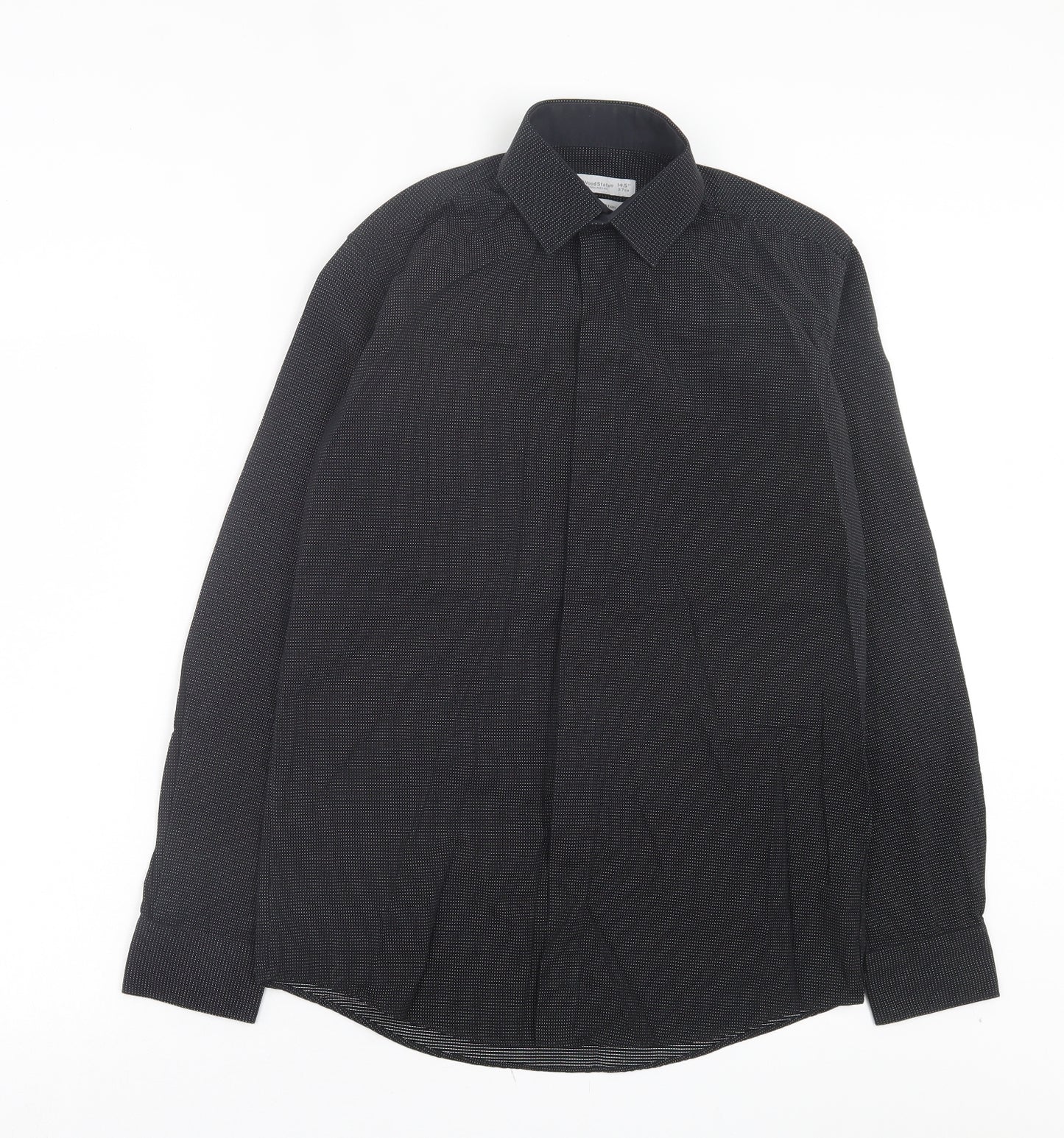 Cedar Wood State Mens Black Polka Dot Cotton Button-Up Size 14.5 Collared Button