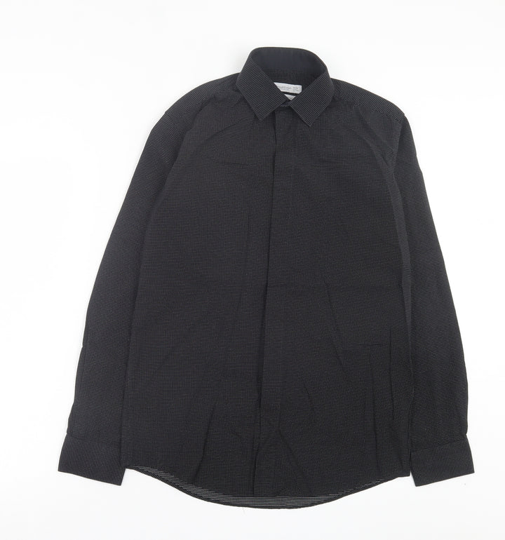 Cedar Wood State Mens Black Polka Dot Cotton Button-Up Size 14.5 Collared Button