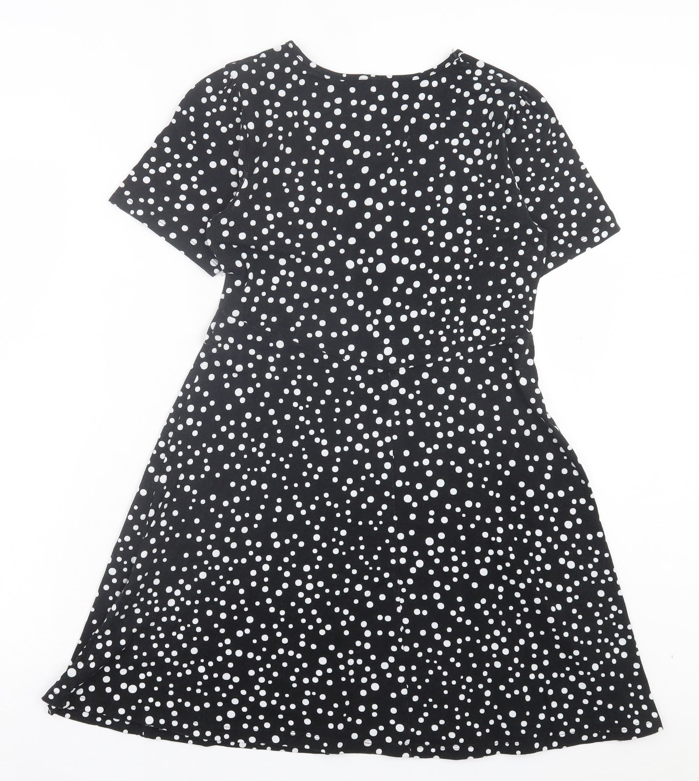 ASOS Womens Black Polka Dot Viscose A-Line Size 12 Crew Neck Pullover