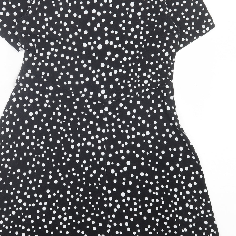 ASOS Womens Black Polka Dot Viscose A-Line Size 12 Crew Neck Pullover